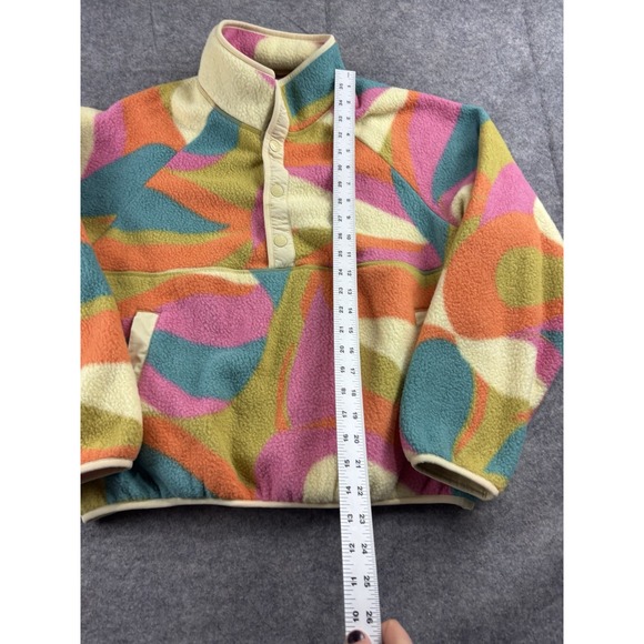 Toad&co Campo Fleece Pullover Henley Bristow Women's L Multicolor Abstract Boxy - Picture 4 of 8